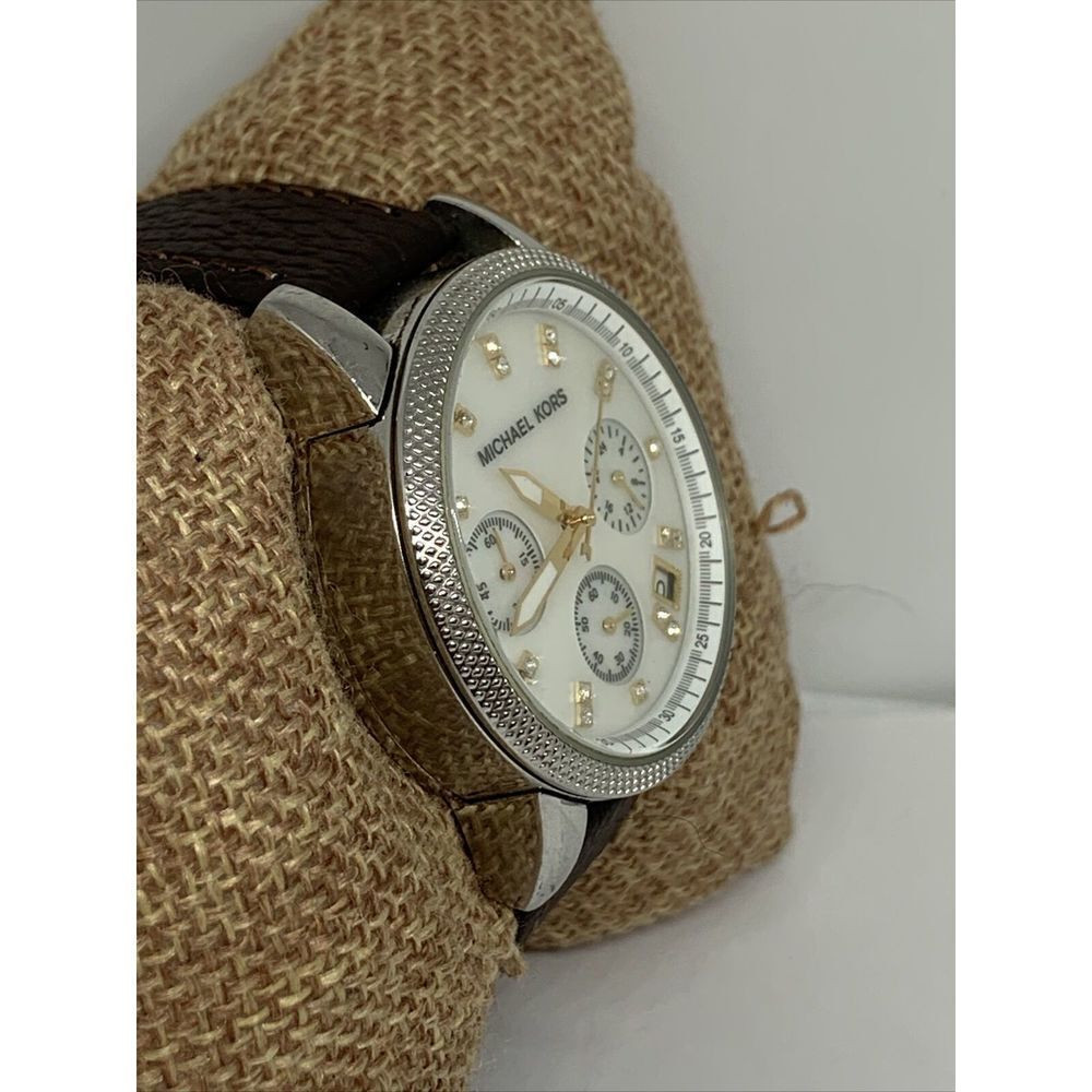 Michael Kors Jet Set MK5057 Women Brown Leather Analog Dial Quartz Watch WFH203 - Picture 4 of 11